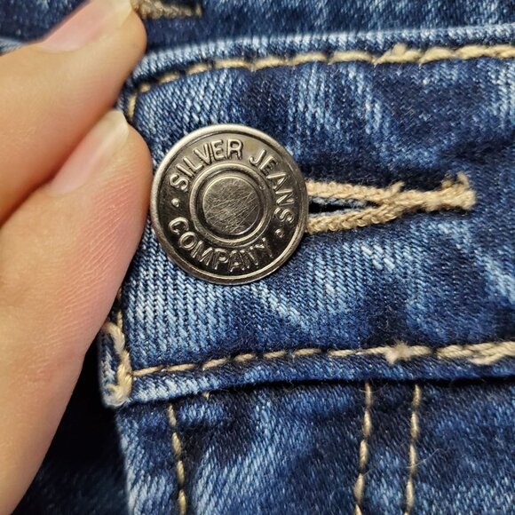 Silver Jeans Shorts Womens 27 Blue Boyfriend Rolled Distressed Denim Jorts - Picture 8 of 11